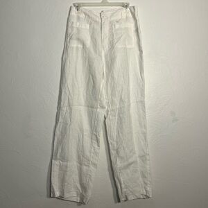 Nicole Miller Women’s Crisp White 100% Linen Pants size 6